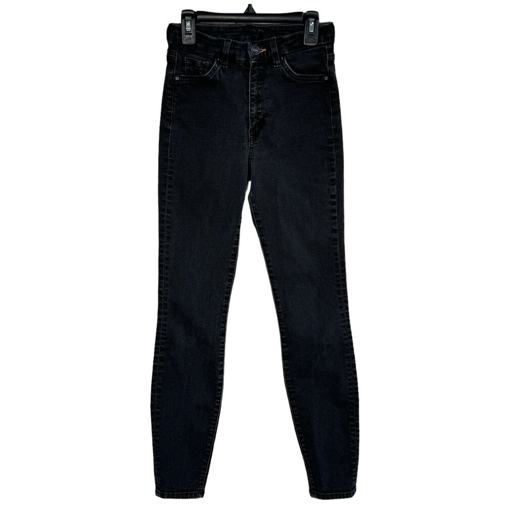 H&M &Denim SZ 25 Super Skinny Ankle Jeans High-Waist Stretch Black Wash Womens